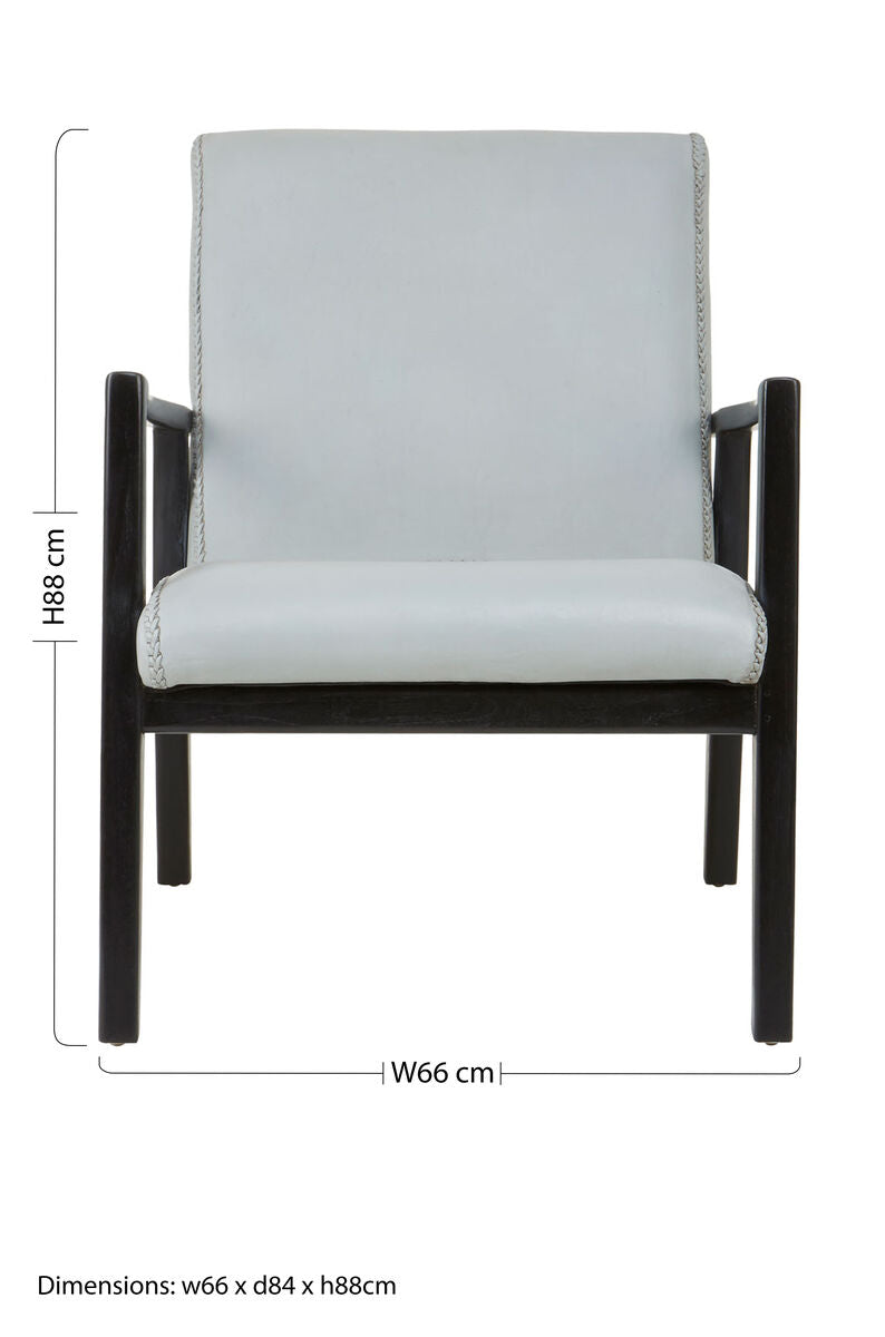 Kendari Grey Leather Chair with Wood Frame