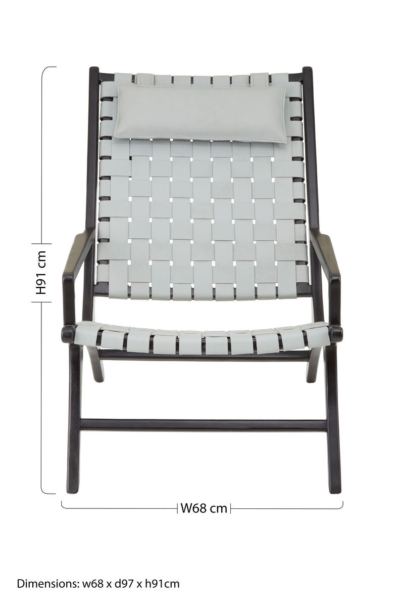 Kendari Grey Woven Leather Chair with Wood Frame