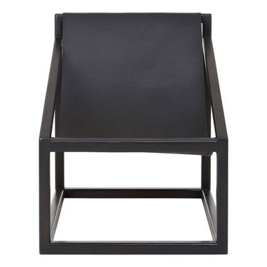 Kendari Black Cow Leather Chair with Wood Frame