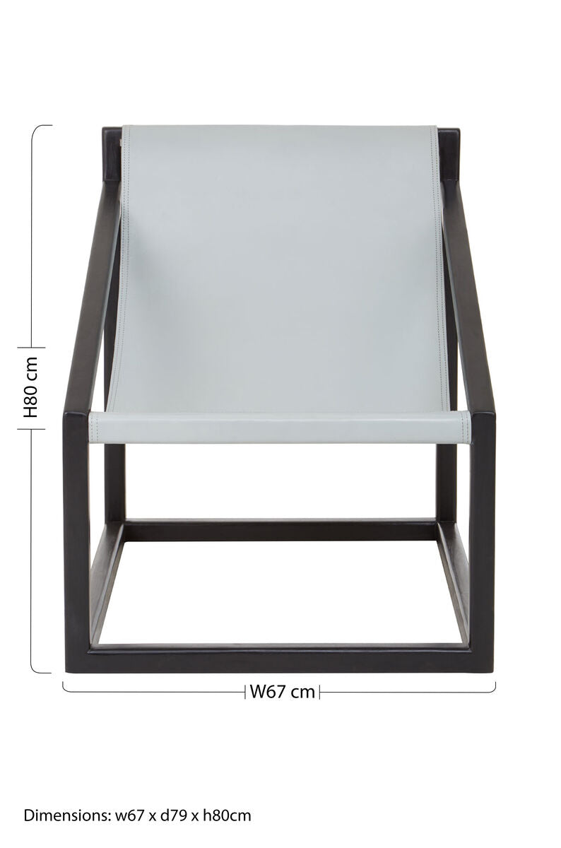 Kendari Grey Cow Leather Chair with Wood Frame