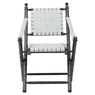 Kendari White Leather Chair with Wood Frame