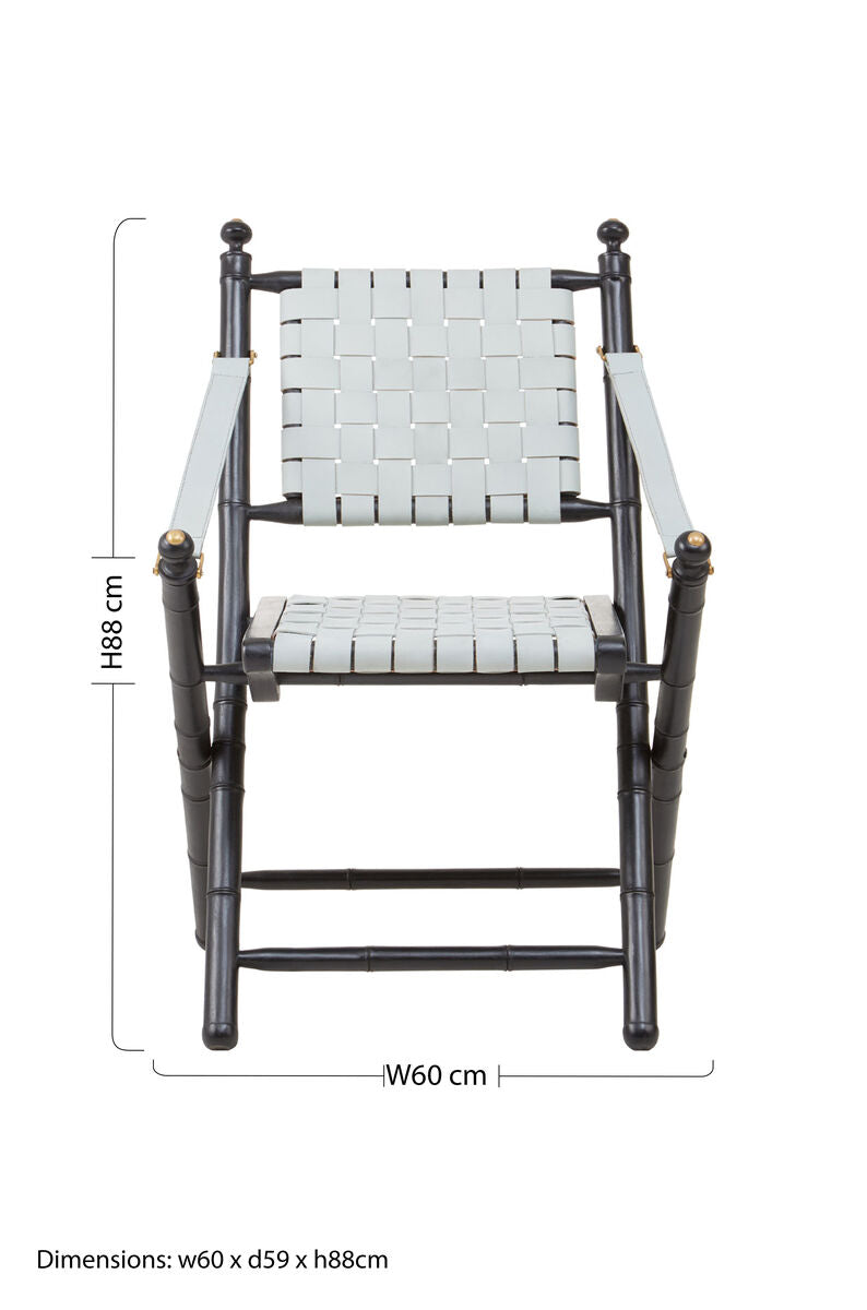 Kendari White Leather Chair with Wood Frame