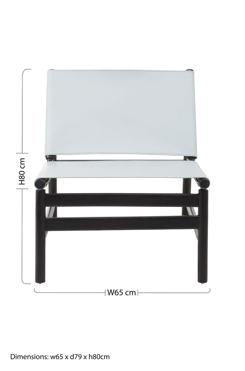 Kendari Grey Leather Sling Chair with Wood Frame