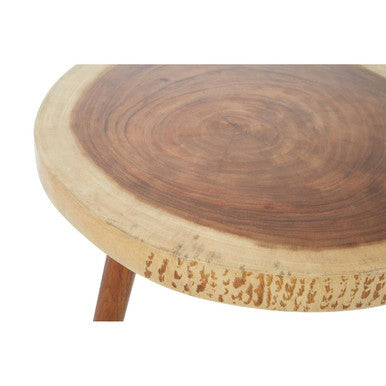 Solid Sonokeling Wood Boho Side Table with Rich Brown Grain | Surak