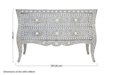 Chest of 2 Drawers with Mother of Pearl Inlay | Fusion