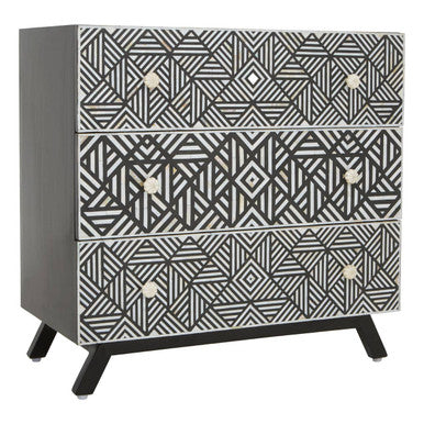 Black and Mother of Pearl Chest of 3 Drawers | Fusion