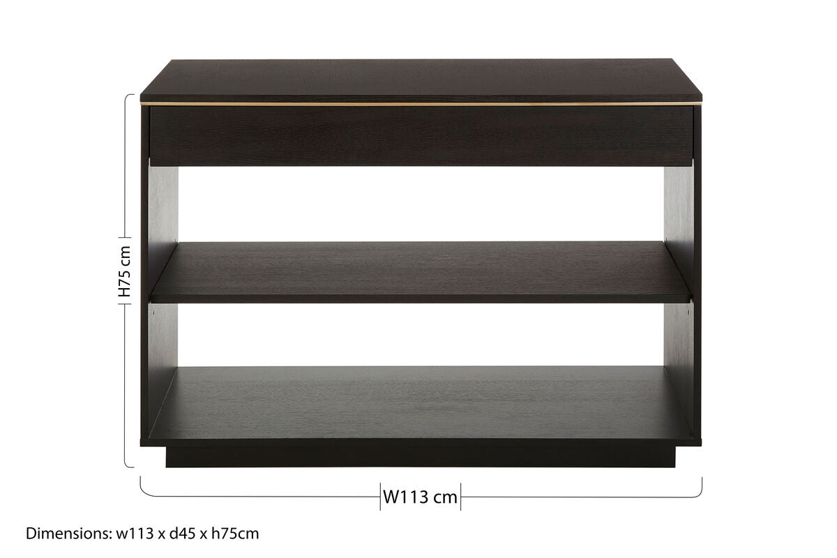 Brown Oak Veneer Wooden Console Table with Storage Space | Diamond