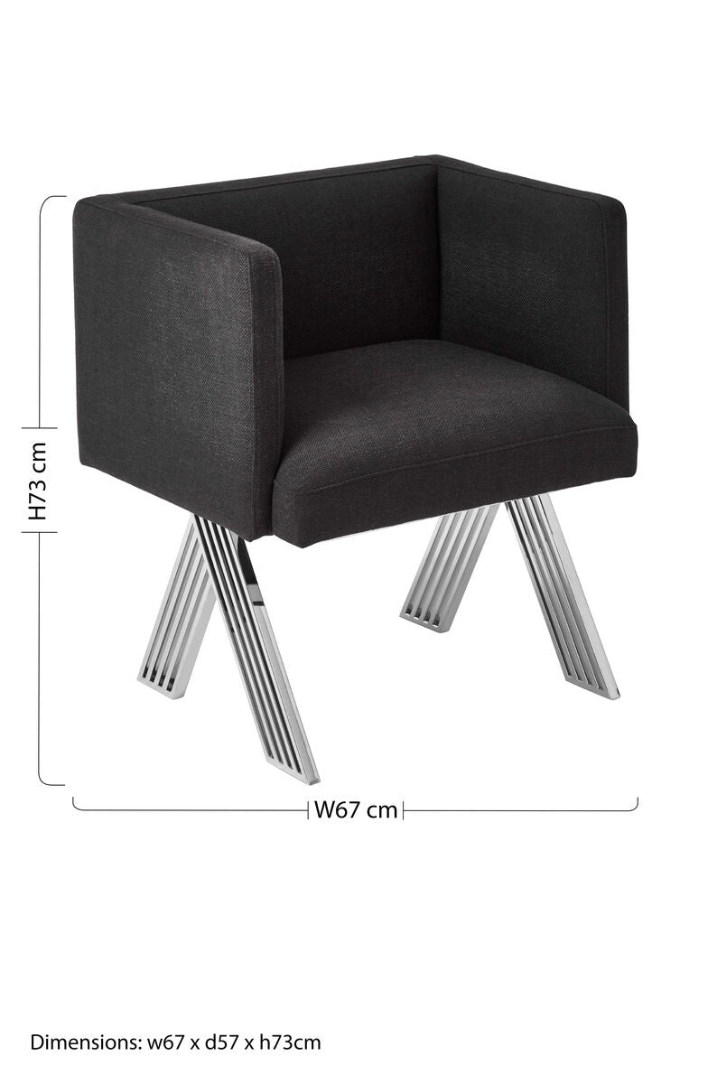 Black Dining Chair with Silver Legs | Piermount