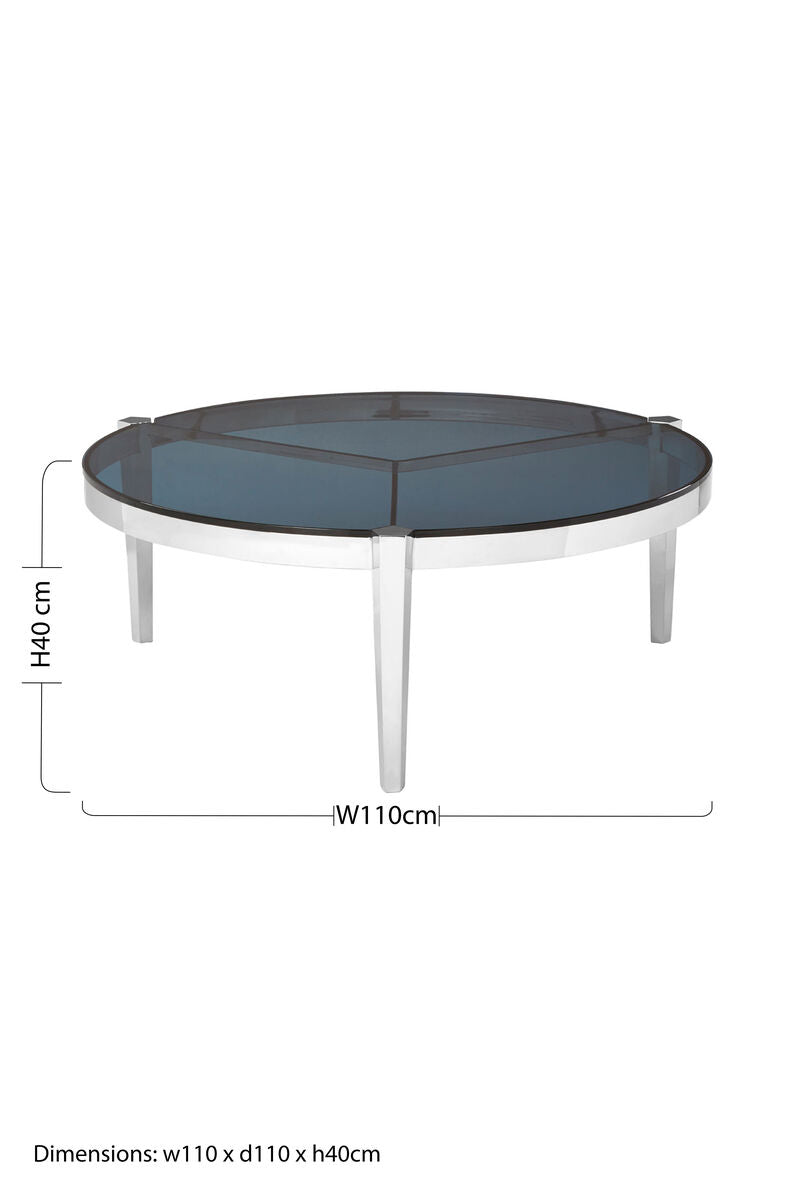 Round Coffee Table with Smoky Grey Glass Top | Piermount