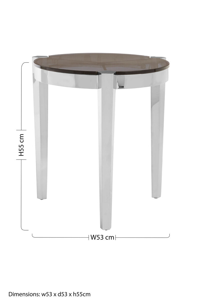 Round End Table with Smoky Grey Glass Top | Piermount