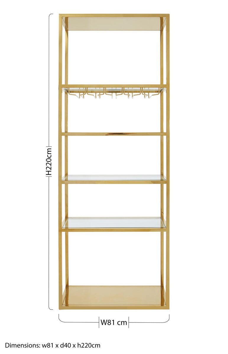 Gold Bar Shelf Unit with Glass Rack | Piermount