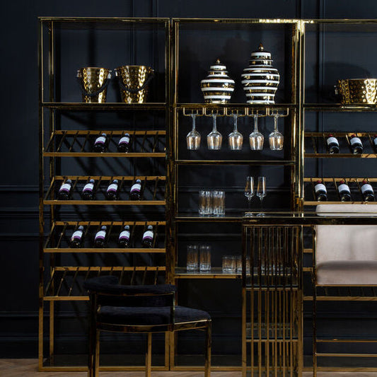 Gold Bar Shelf Unit with Glass Rack | Piermount
