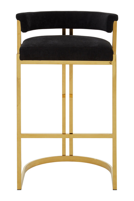 Piermount Black Velvet And Gold Bar Stool