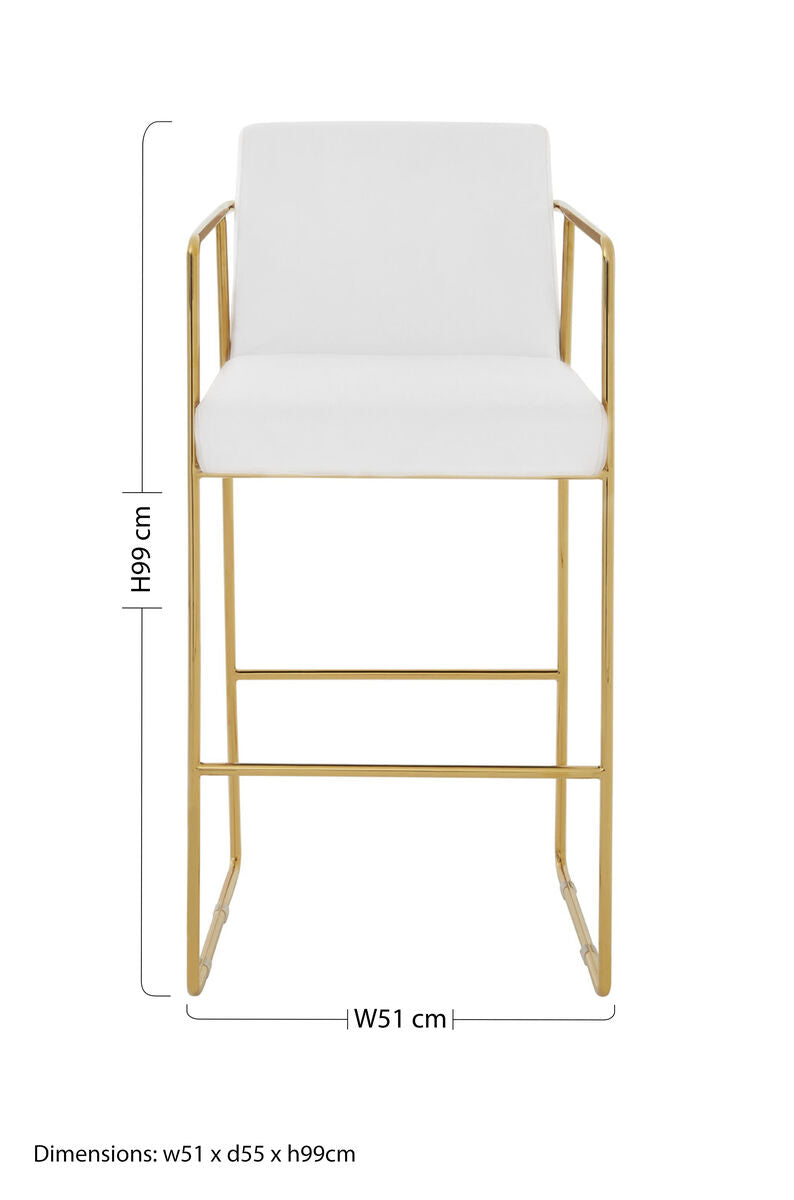 Piermount Mink Velvet And Gold Bar Stool