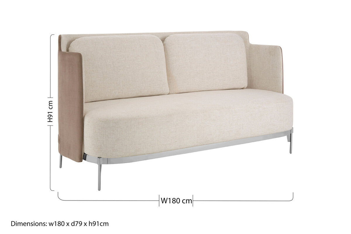 White and Mink 2 Seater Sofa with Metal Base | Piermount