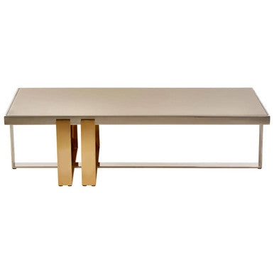 Rectangular Frosted Glass Coffee Table in Gold and Silver Finish Frame | Demas