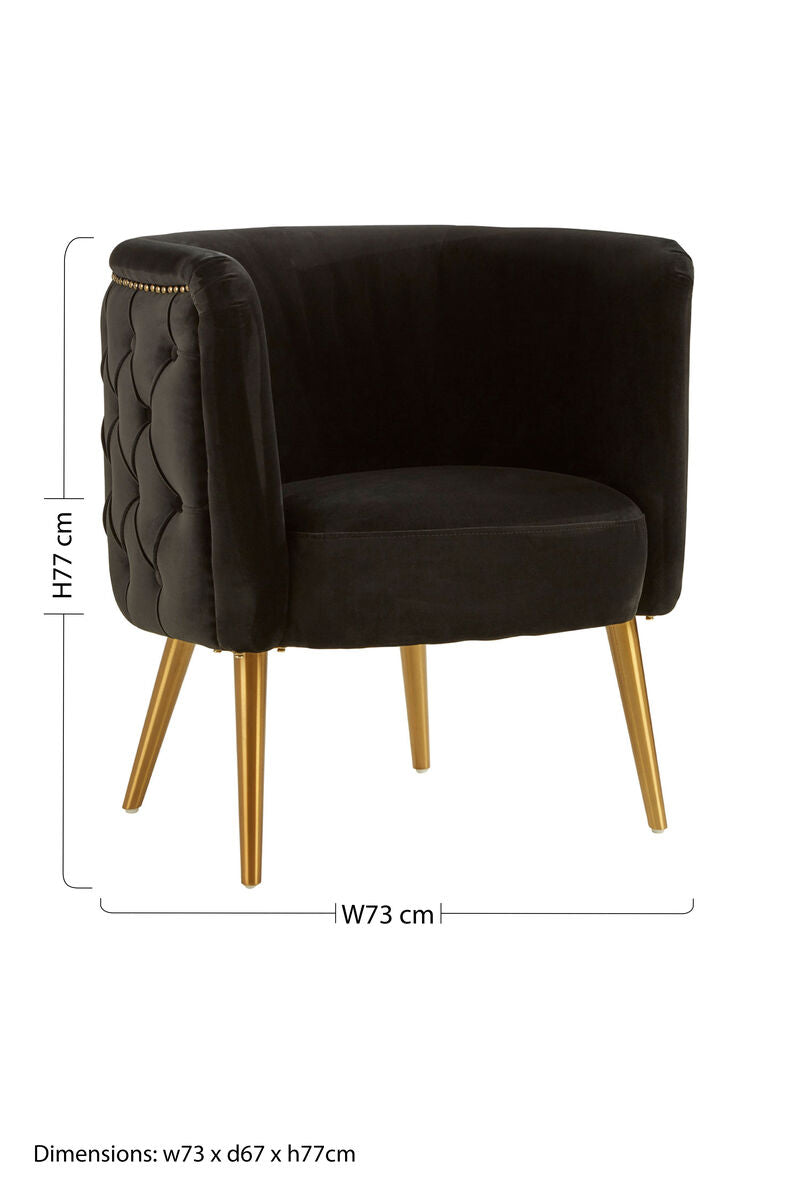 Manhattan Black Fabric Tub Chair with Button Tufting