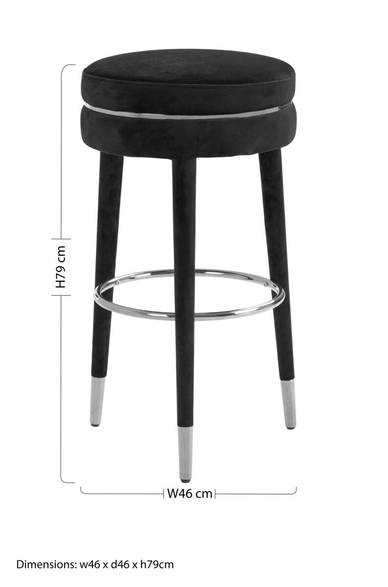 Grey Velvet Bar Stool with Rubberwood Legs | Manhattan