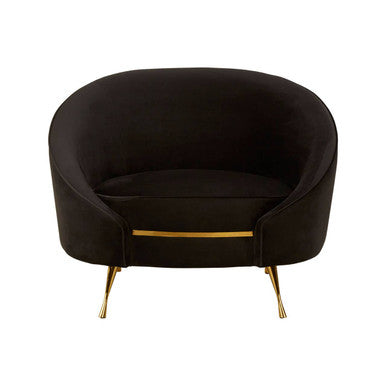 Manhattan Black Velvet Cocoon Chair with Gold Finish Legs