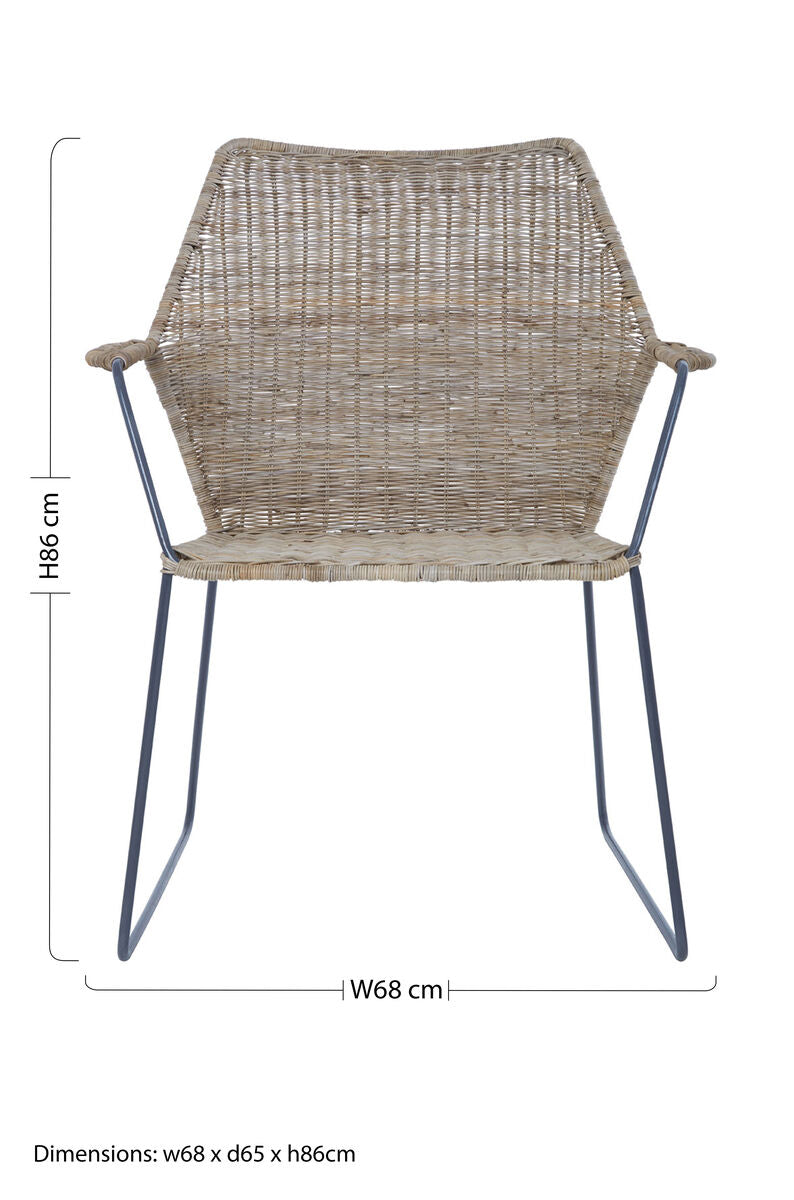 Angled Design Natural Rattan Chair | Manado