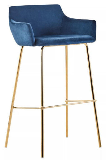 Blue Velvet Low Back Bar Chair | Tamzin