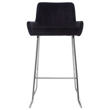 Black Velvet Bar Chair with Low Arms | Tamzin