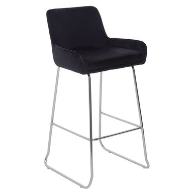 Tamzin Black Velvet Bar Chair With Low Arms