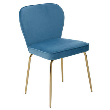Blue Velvet Curved Back Dining Chair | Tamzin