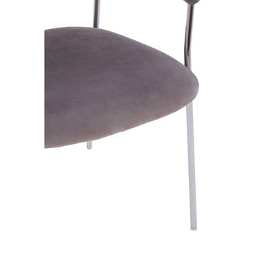 Mink Velvet Channel Tufted and Chrome Finish Dining Chair | Tamzin