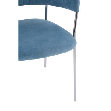 Tamzin Blue Channel Chrome Finish Dining Chair