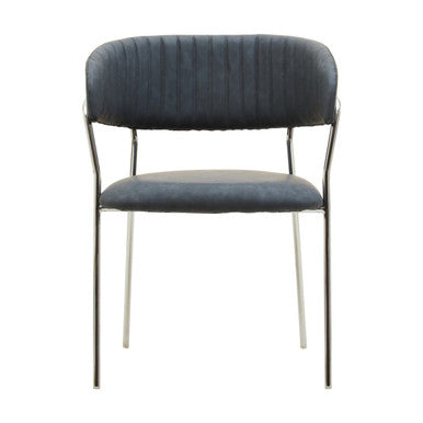 Dark Grey Leather Effect Curved Dining Chair | Tamzin