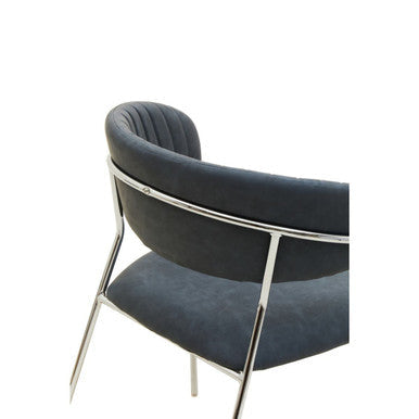 Dark Grey Leather Effect Curved Dining Chair | Tamzin