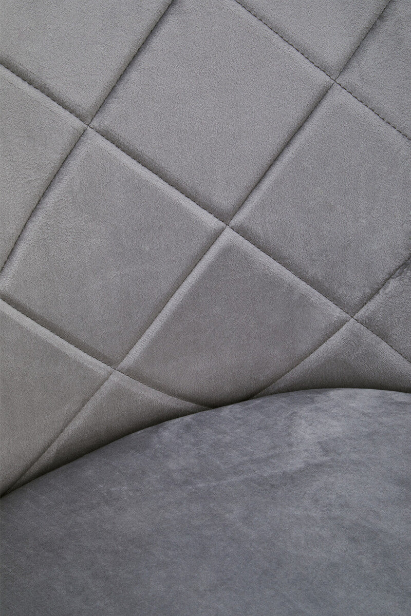 Mink Velvet Quilted Dining Chair with Chrome Finish Legs | Tamzin