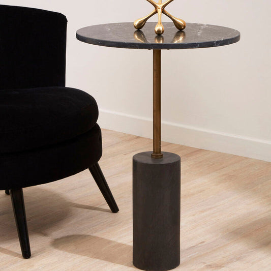 Rany Black Marble Top Side Table