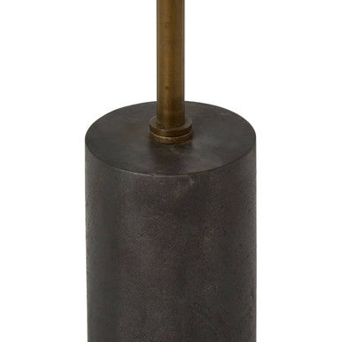 Black Marble Top Side Table with Antique Brass Iron Pole | Rany