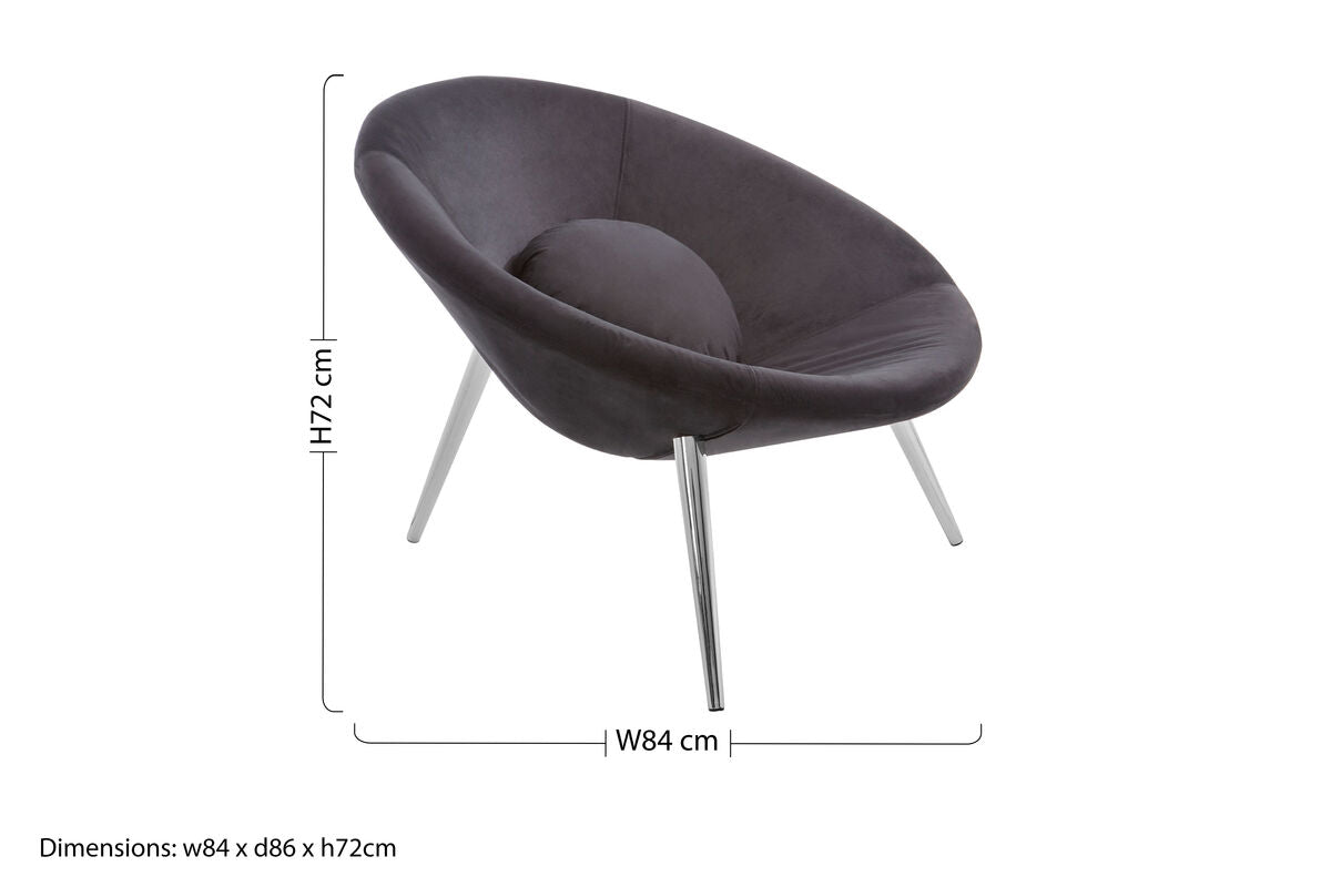 Arto Black Velvet Chair with Cushion