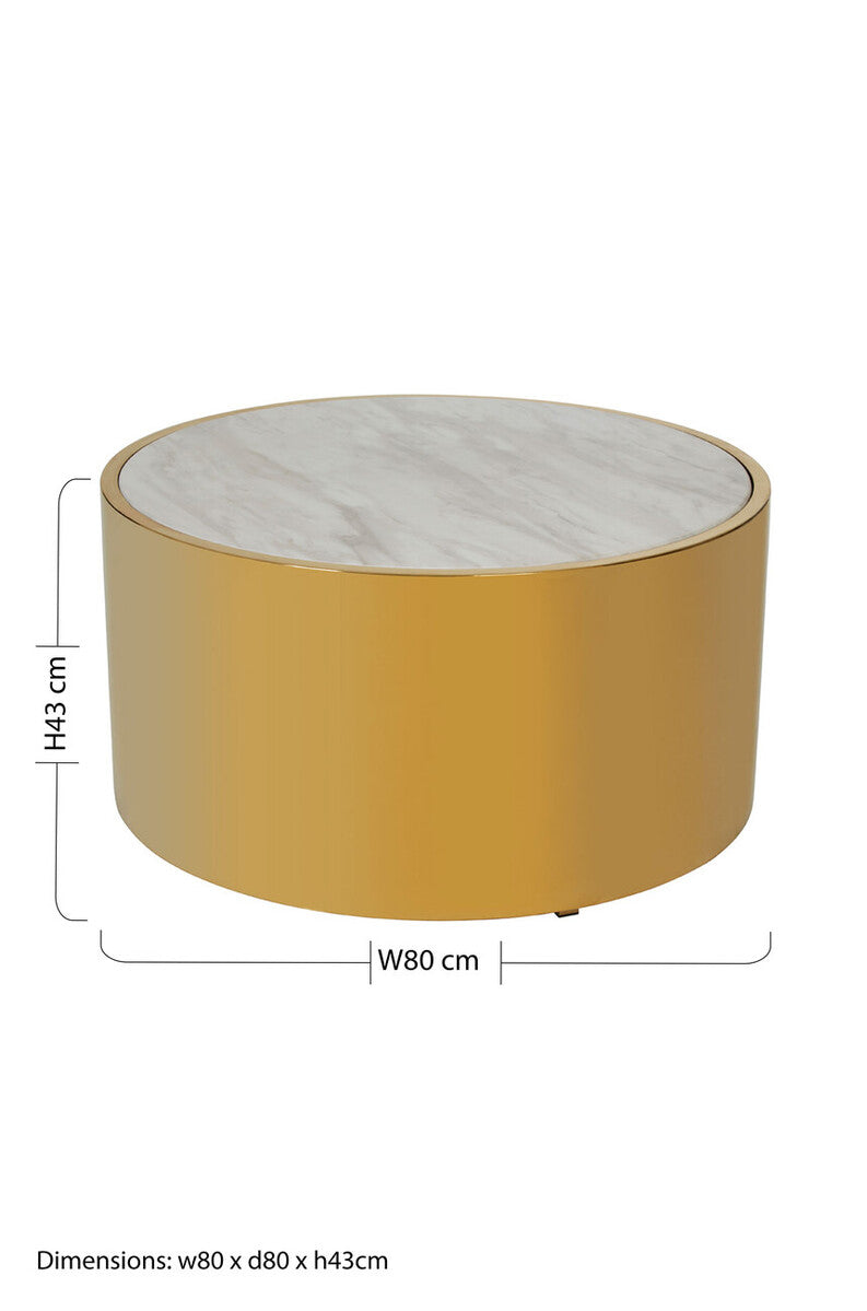 Carlox Round Gold and Marble Effect Coffee Table