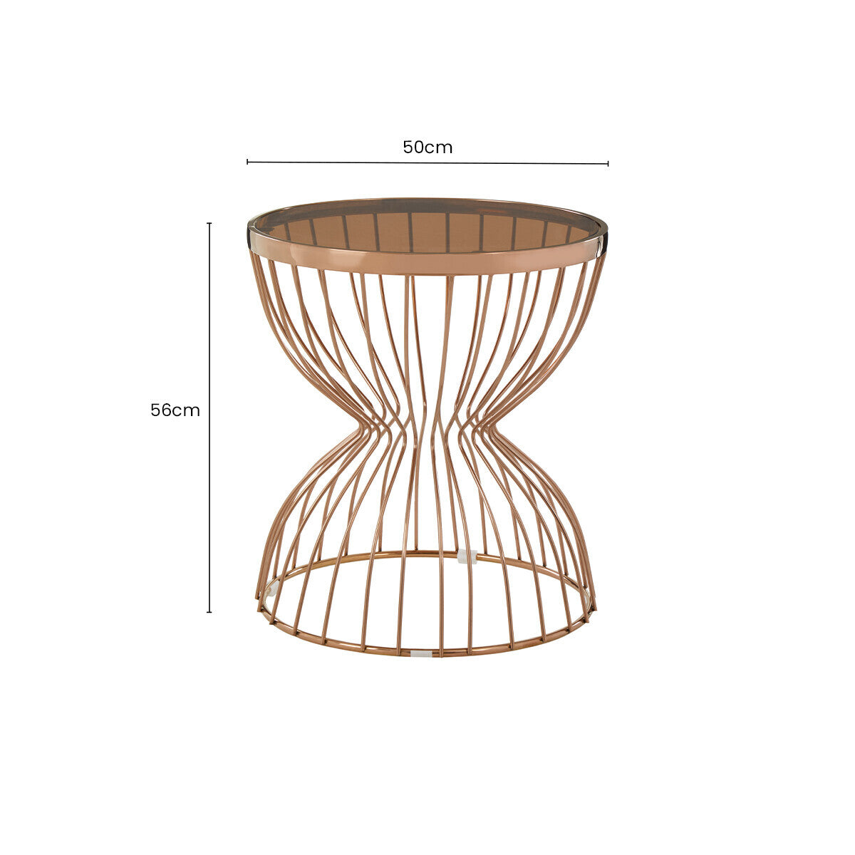Gold Round Hourglass Base Side Table with Glass Top | Tula