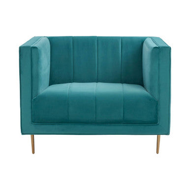 Otylia Green Velvet Armchair with Stainless Steel Base