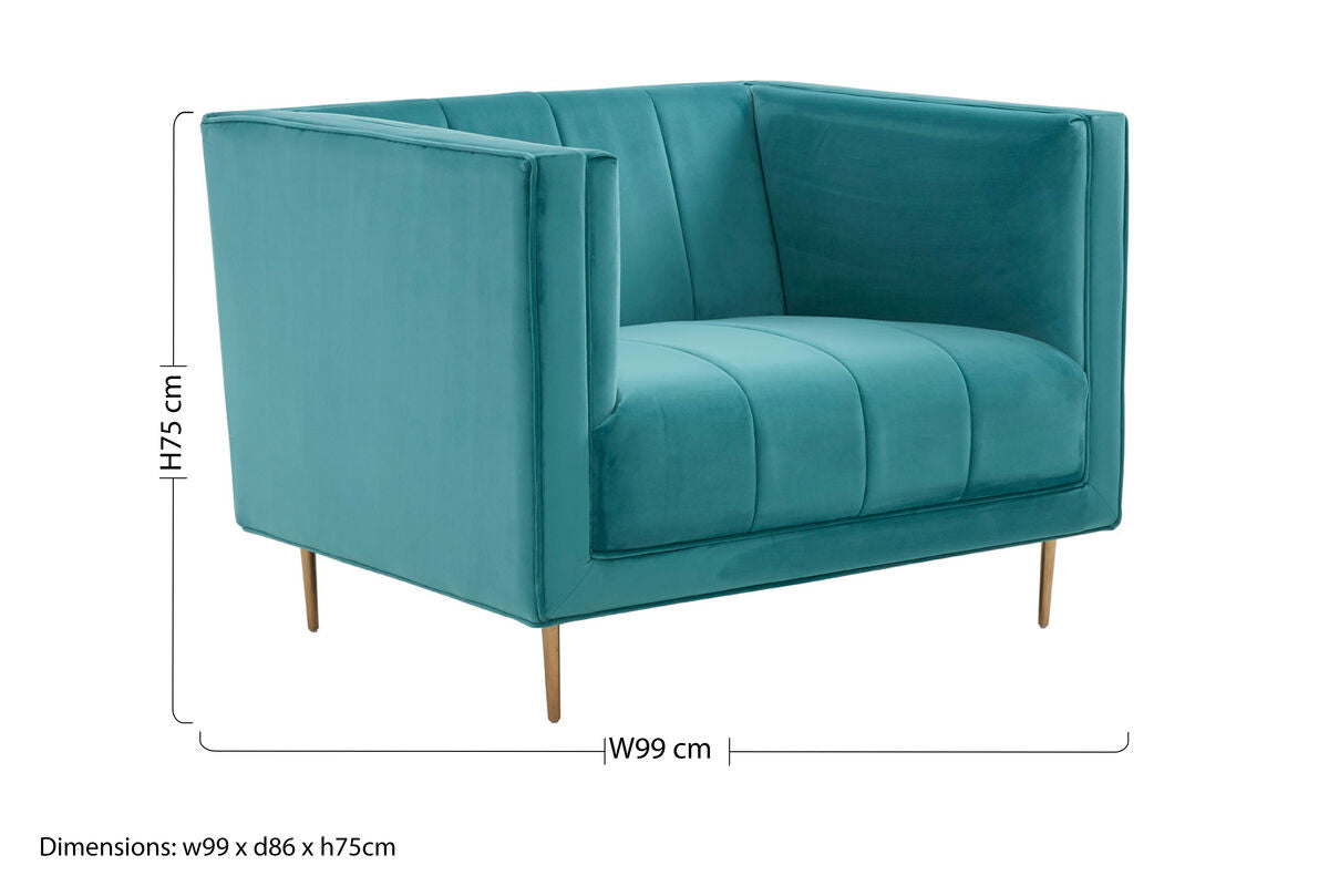 Otylia Green Velvet Armchair with Stainless Steel Base