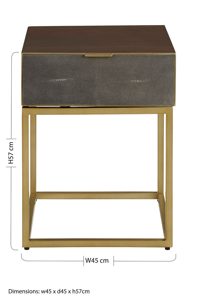 Textured Shahgreen End Table in Gold Finish Frame | Kempton