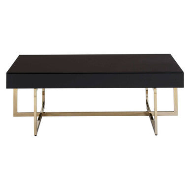 Black Mirrored Top Rectangular Coffee Table, Ragusa