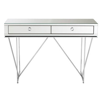 Silver Mirrored Glass 2 Drawer Console Table | Rova