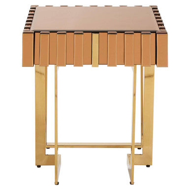Glass Top Gold Finish Square Side Table | Rivoli
