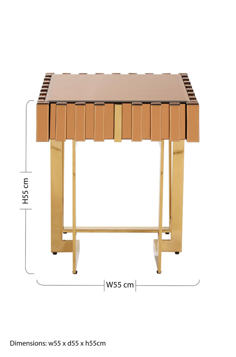 Glass Top Gold Finish Square Side Table | Rivoli