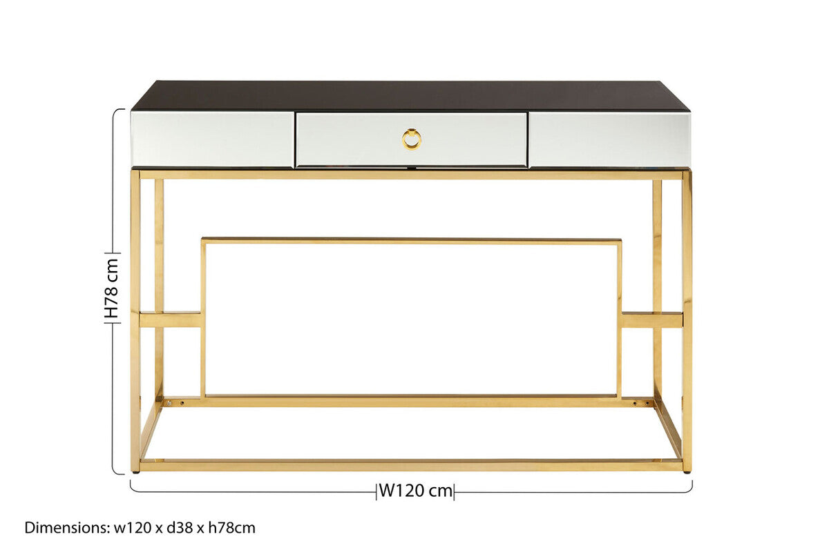 Black Glass Top One Drawer Console Table | Rimini
