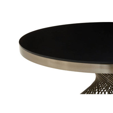 Black Tempered Glass Top Coffee Table with Silver Base | Anzio
