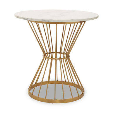 Hourglass Dining Table with White Marble Top and Gold Base | Anzio