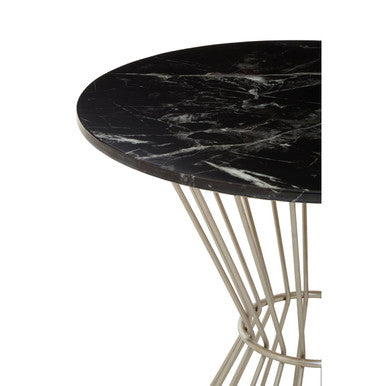 Hourglass Dining Table with Black Marble Top and Silver Base | Anzio