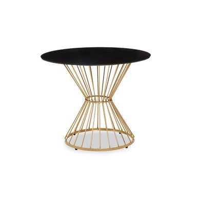 Hourglass Dining Table with Black Glass Top and Gold Base | Anzio